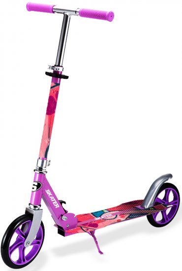 קורקינט אלומיניום מתקפל 200 מ''מ Big Wheel מבית Skater - ורוד