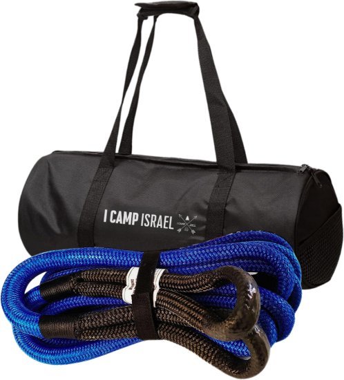 חבל Energy קינטי לחילוץ רכבים בעומס 13.8 טון I-CAMP - אורך 9 מטר - צבע שחור / כחול