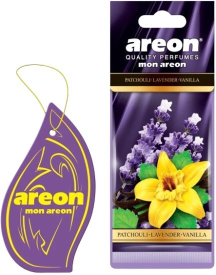 עץ ריח דגם Mon בניחוח Patchouli Lavender Vanilla מבית Areon - סך הכל 10 יחידות