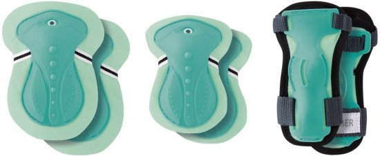 סט מגנים 3 חלקים (מרפקים, ברכיים ופרקי כף היד) דגם JUNIOR מבית Globber - צבע מנטה - מידה XXS