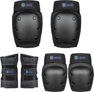 סט מגנים 6 חלקים מקצועי (מרפקים, ברכיים ופרקי כף היד) מבית Leo Pro - צבע שחור - מידה S