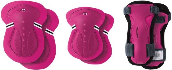 סט מגנים 3 חלקים (מרפקים, ברכיים ופרקי כף היד) דגם JUNIOR מבית Globber - צבע ורוד פוקסיה - מידה XS