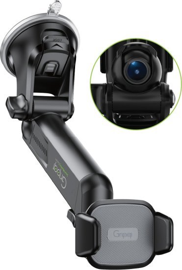 מעמד אוניברסלי לדשבורד / שמשת רכב משולב מצלמת רכב קדמית 2 ב 1 דגם Gripqi CHU100 - כולל כרטיס זיכרון 32GB במתנה