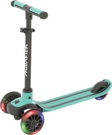 קורקינט 3 גלגלים לילדים עם אורות בגלגלים דגם Scotti Glow מבית Chillafish - צבע ירוק מנטה