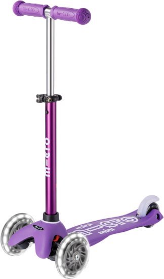 קורקינט 3 גלגלים עם אורות Micro Mini Deluxe LED - צבע סגול