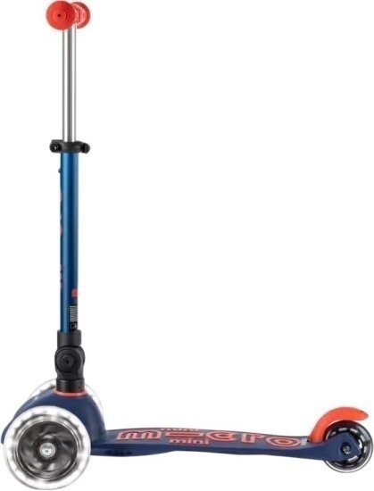 קורקינט 3 גלגלים מתקפל עם אורות Micro Mini Deluxe Foldable LED - צבע כחול נייבי