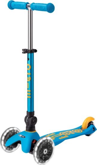 קורקינט 3 גלגלים מתקפל עם אורות Micro Mini Deluxe Foldable LED - צבע כחול אוקיינוס