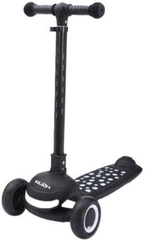 קורקינט לילדים 3 גלגלים מתקפל עם אורות Rush - צבע שחור