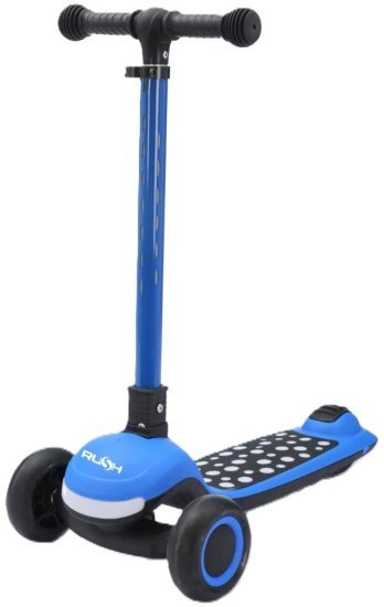 קורקינט לילדים 3 גלגלים מתקפל עם אורות Rush - צבע כחול