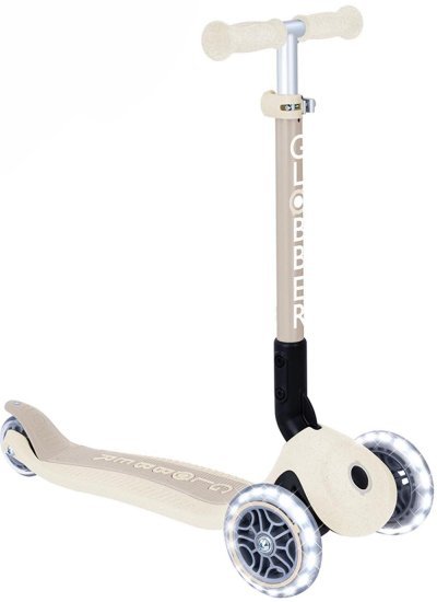 קורקינט אקולוגי מתקפל לילדים עם אורות Globber  Primo Junior Folding Light - צבע קוקוס