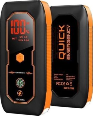 בוסטר התנעה פרימיום לרכב + סוללת חירום OMEGA 12000mAh - צבע שחור / כתום