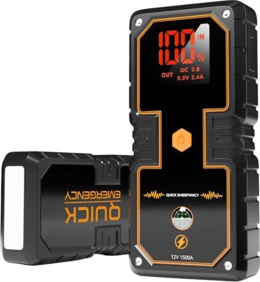 בוסטר התנעה לרכב + סוללת חירום OMEGA 16000mAh - צבע שחור / כתום