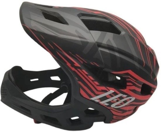 קסדת פול פייס 2 ב-1 Leo Pro - היקף ראש 50-56 סמ - צבע אדום