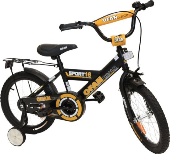 אופני BMX לילדים עם גלגלי עזר ''16 מבית Luli Baby's - צבע שחור