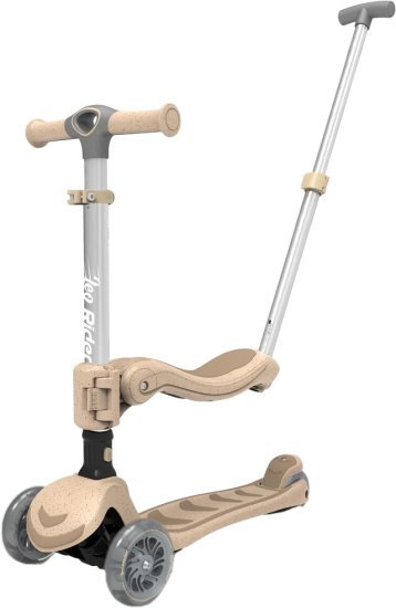 קורקינט 3 ב-1 עם מושב ומוט דחיפה בז׳ Leo Rider