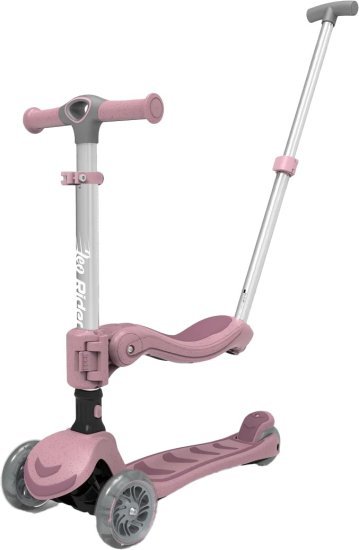 קורקינט 3 ב-1 עם מושב ומוט דחיפה ורוד Leo Rider